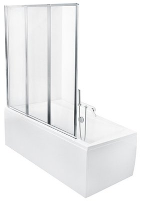 Шторка для ванны Besco Ambition premium 3 130x140 (PAP-3S) профиль хром/стекло прозрачное 371239 фото