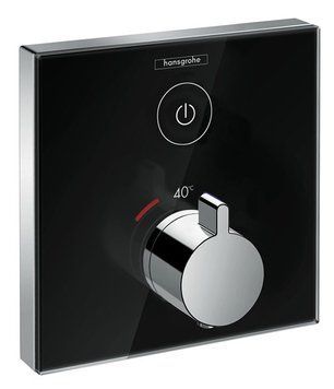 Смеситель для душа Hansgrohe ShowerSelect 15737600 скрытого монтажа с термостатом (чёрный-хром) 129394 фото