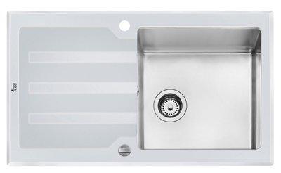 Кухонна мийка Teka Lux 1B 1D 86 REV (12129012) біле скло 127115 фото