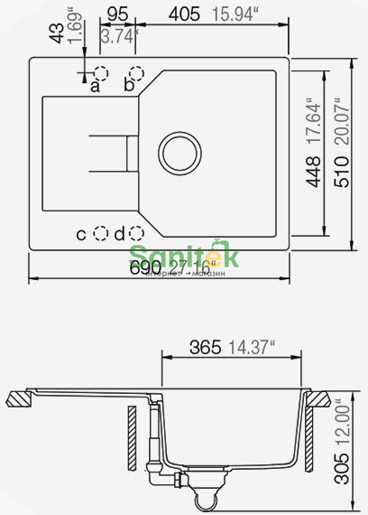 Гранітна мийка Schock Manhattan D-100 S Cristalite Sabbia 58 (22034558) 144128 фото