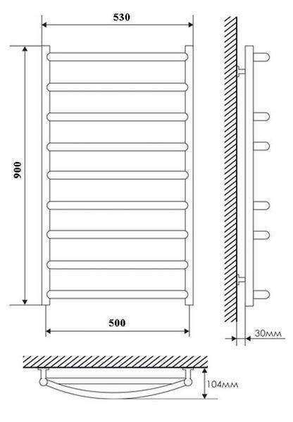 Полотенцесушитель Laris Микс П9 500х900 (71207036) 150224 фото
