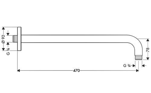 Тримач верхнього душу Hansgrohe 27410000 настінний 470 мм (хром) 65375 фото