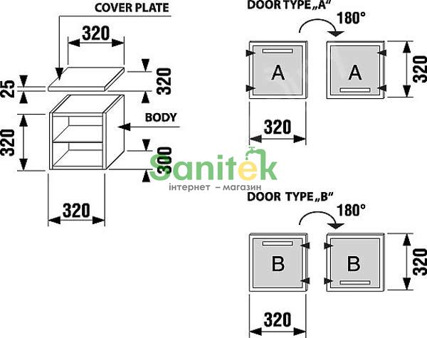 Дверца для шкафа Jika Cubito 320х320 мм H4918011725001 (белый) правая 282372 фото