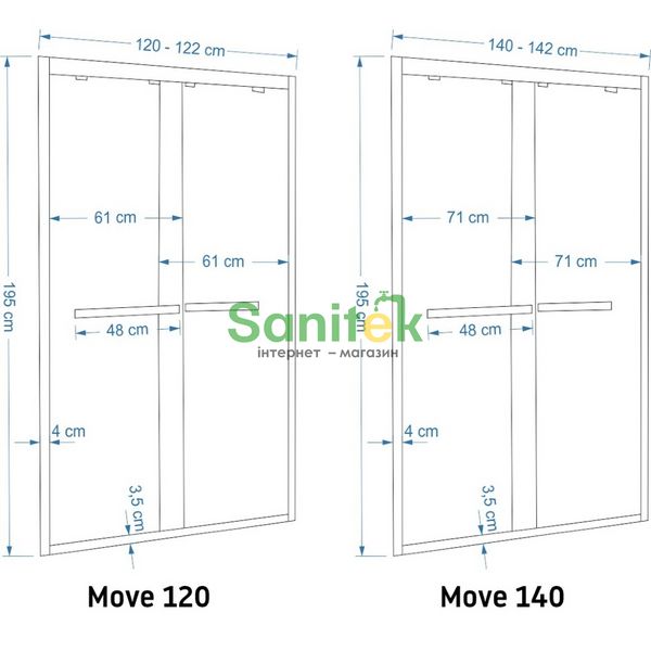 Душові двері Rea Move Safe Glass 140x195 (REA-K7417) профіль хром/скло прозоре 370957 фото