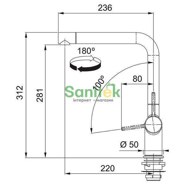 Смеситель для кухни Franke Active L (115.0653.377) сахара 547115 фото