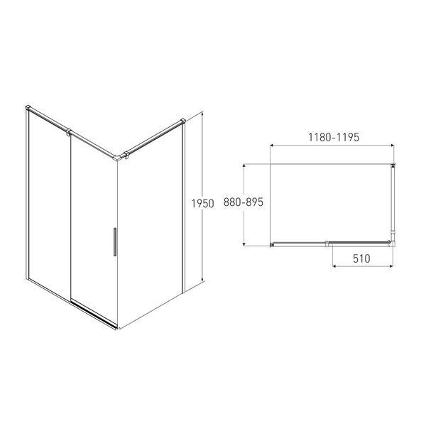 Душова кабіна Volle Leon 120x90 (10-22-244glass) хромований профіль/тоноване скло 494234 фото