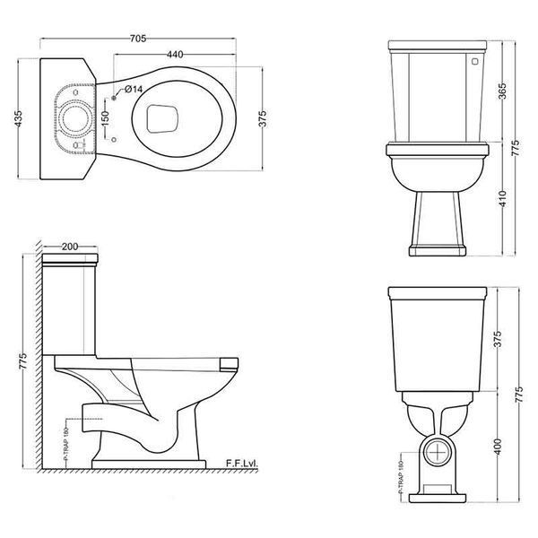 Унитаз для бачка Jaquar Queen&rsquo;s QNS-WHT-7751P с сиденьем soft close 273409 фото