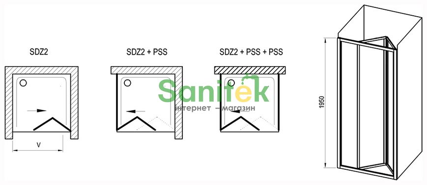 Душова кабіна Ravak Supernova SDZ2+PSS 70x80 (01V101O211+940401O211) білий профіль/полістирол Pearl 280364 фото