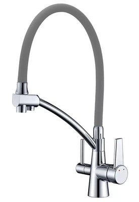 Змішувач для кухні Gappo G4398-17 з душем та підключенням питної води (хром/сірий) 927248 фото