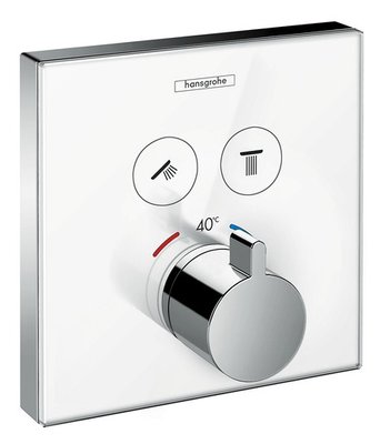 Змішувач для ванни та душу Hansgrohe ShowerSelect 15738400 прихованого монтажу з термостатом (білий-хром) 129395 фото