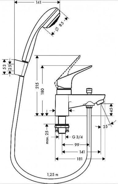 Змішувач для ванни Hansgrohe Focus 31521000 (хром) 124988 фото