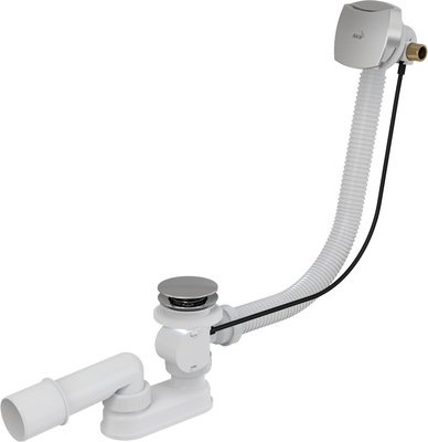 Сифон для ванны Alcaplast A564KM1-80 с напуском воды через перелив, металл/металл (длина 80 см) 137365 фото