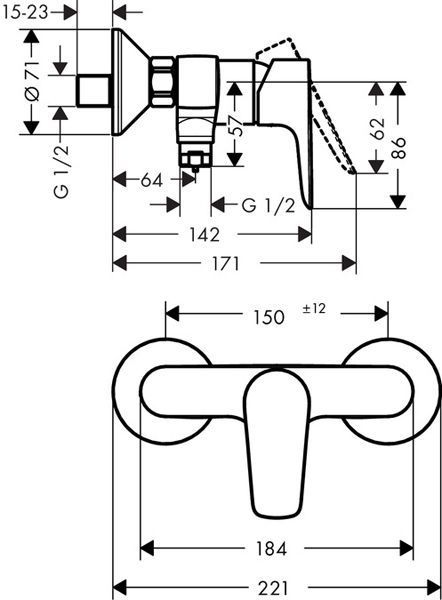 Смеситель для душа Hansgrohe Talis E 71760000 (хром) 129578 фото