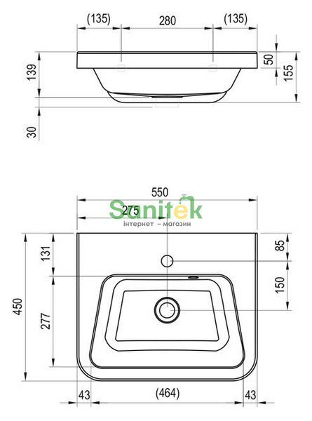 Умывальник Ravak 10° 550x450 мм XJI01155000 127320 фото