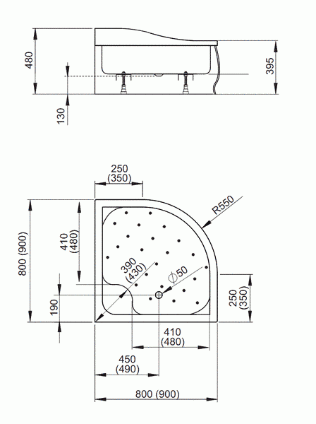 Душевой поддон Radaway Korfu A 80x80 (4S88400-03) 26809 фото