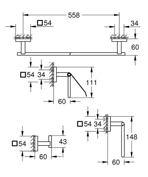 Набор аксессуаров для ванной Grohe Start Cube 41115000 (хром) 696018 фото