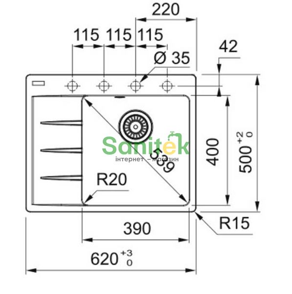 Гранітна мийка Franke Centro CNG 611-62 TL (114.0699.240) чорний матовий права 691822 фото
