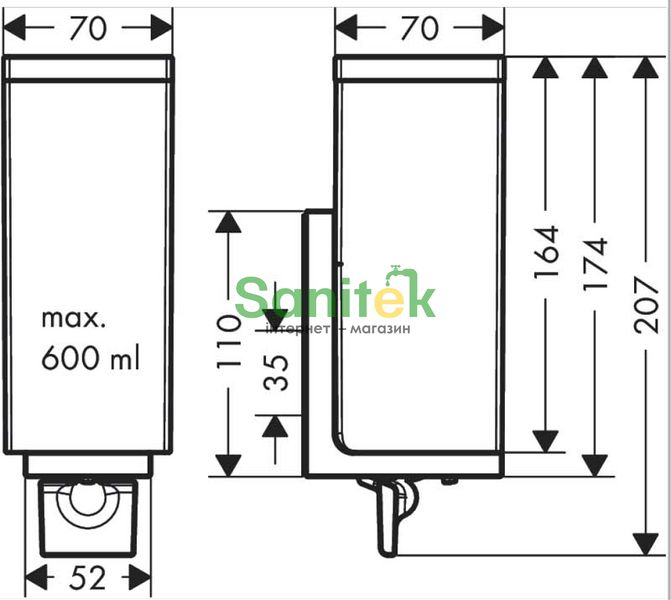 Дозатор для жидкого мыла Axor Universal Rectangular 42610000 (хром) 674583 фото