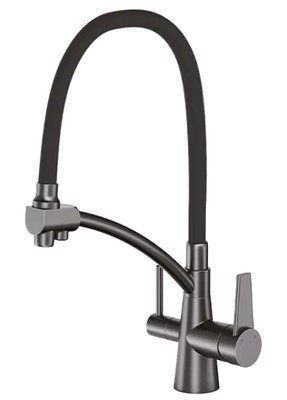 Змішувач для кухні Gappo G4398-19 з душем та підключенням питної води (Gungrey/сірий) 927249 фото