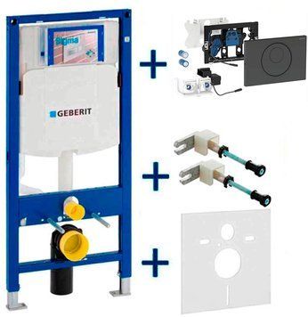 Инсталляция для унитаза Geberit Duofix Sigma 111.300.00.5 5в1 (клавиша Sigma 10 бесконтактная электронная 230 В чёрный/чёрный матовый/чёрный) 693266 фото