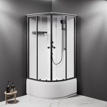 Душевой бокс AM.PM X-Joy 90x90 (W94C-401A-090BT) профиль черный матовый/стекло прозрачное 889664 фото