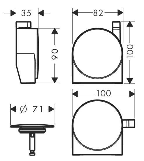 Зовнішня частина сифону для ванни Hansgrohe Exafill S 58117820 (шліф. нікель) 140202 фото