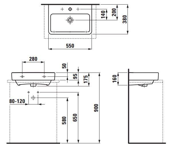 Умывальник Laufen Pro S 55x38 см (H8179584001091) с покрытием LCC 162300 фото