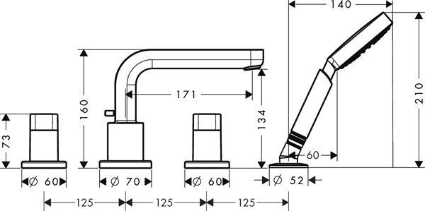 Змішувач для ванни Hansgrohe Metris S 31443000 (хром) 124973 фото