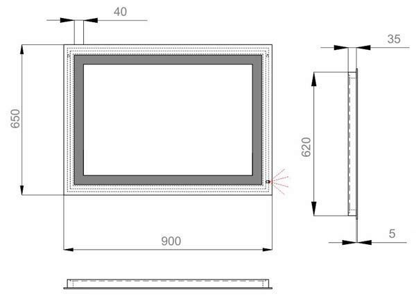 Зеркало для ванной комнаты Sanwerk Lava Kvadra 90x65см (ZL0000162) 138009 фото