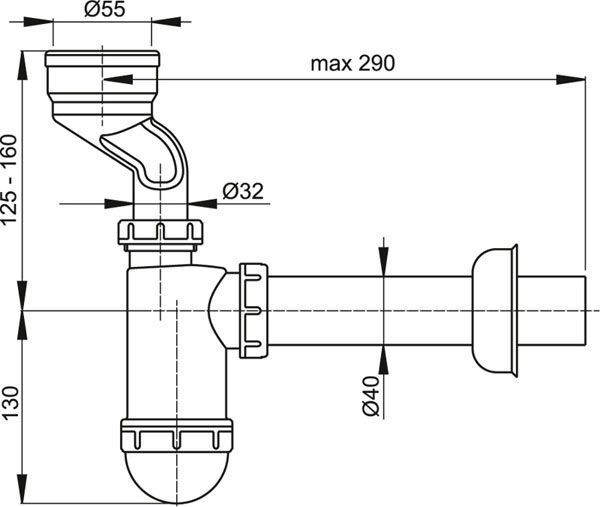 Сифон для пісуару Alcaplast з манжетою A45A 72326 фото