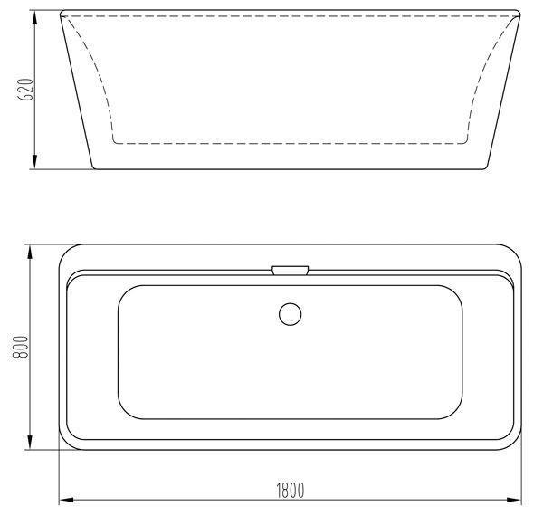 Ванна акрилова Volle 180x80 (12-22-110C) окремостояча злив-перелив в комплекті 138087 фото