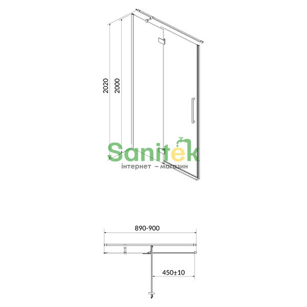 Душевая дверь Cersanit Crea 90 левая (S159-005) профиль хром/стекло прозрачное 415655 фото