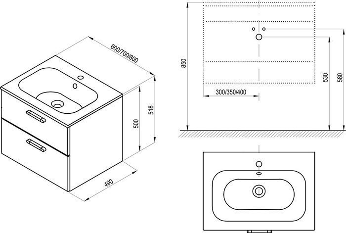 Тумба с умывальником Ravak Chrome II SD 700 (X000001773+XJG01170000) белая 970713 фото