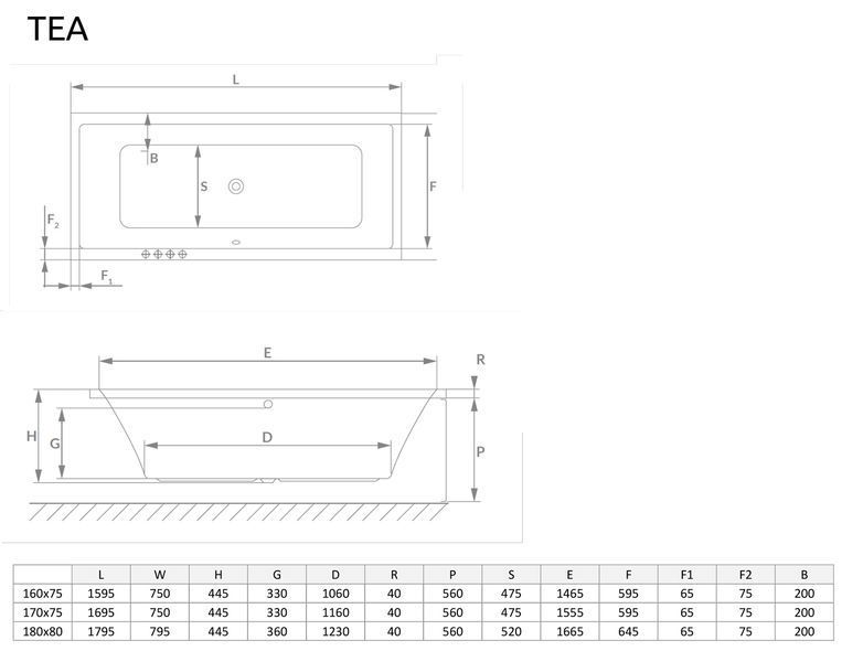 Ванна акрилова Radaway Tea 180x80 (WA1-51-180x080S) + сифон 372639 фото