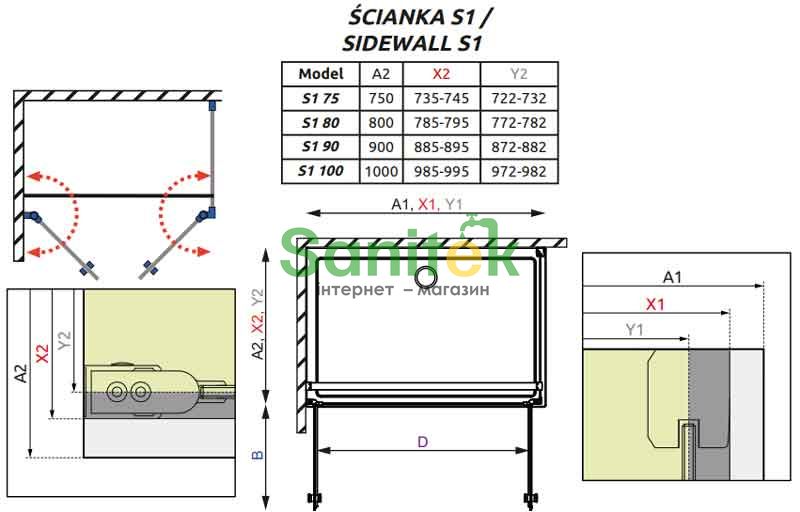 Боковая стенка Radaway Eos II S1 75/R (3799409-01R) профиль хром/стекло прозрачное 209393 фото