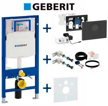 Инсталляция для унитаза Geberit Duofix Sigma 111.300.00.5 5в1 (клавиша Sigma 10 бесконтактная электронная 230 В чёрный матовый/чёрный/чёрный матовый) 693267 фото