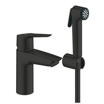 Смеситель для умывальника Grohe Start 231232433 с гигиеническим душем (черный матовый) 972575 фото