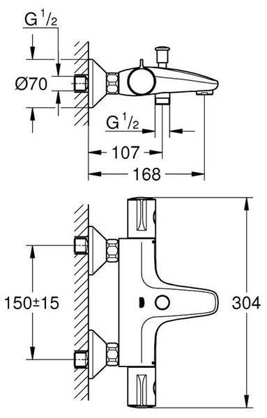 Душова система Grohe New Tempesta 27389002 + Змішувач для ванни Grohe Grohtherm 800 34567000 (хром) 685660 фото
