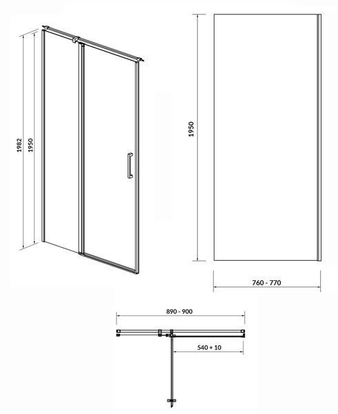 Душова кабіна Cersanit Moduo 90x80 (S162-005+S162-007) хромований профіль/скло прозоре ліва 547305 фото