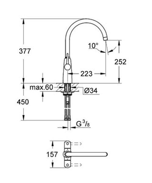 Змішувач для кухні Grohe Ambi 30189000 (хром) 126156 фото
