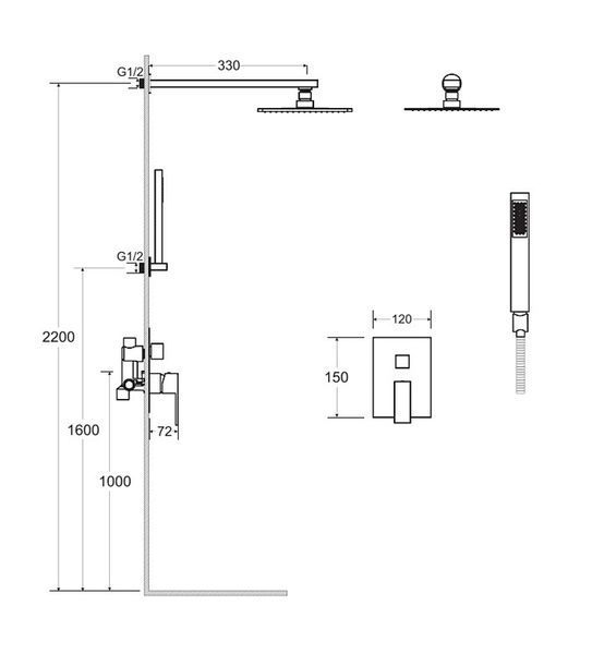 Душевая система Besco Modern I/Varium I BP-MVI-CZ (чёрный матовый) 428381 фото
