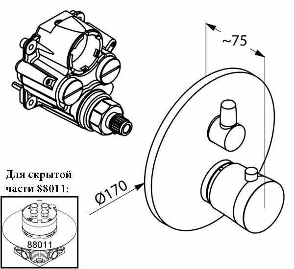 Смеситель для душа Kludi Balance 528350575 скрытого монтажа с термостатом (хром) 118863 фото