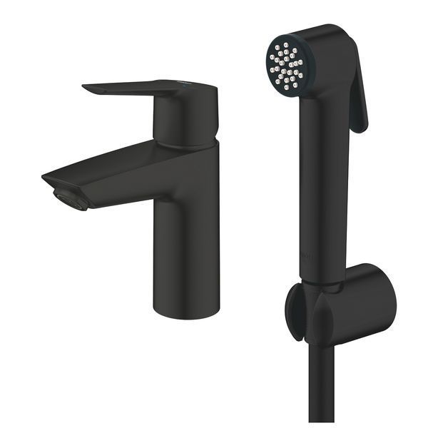 Смеситель для умывальника Grohe Start 231232433 с гигиеническим душем (черный матовый) 972575 фото