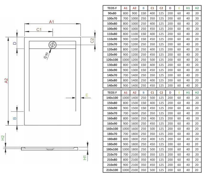 Душовий піддон Radaway Teos F 90x80 (HTF9080-04) 281205 фото