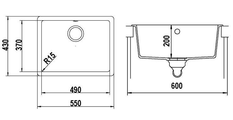 Гранитная мойка Schock Quadro N-100 Cristalite Moonstone 22 (25026022) 144451 фото