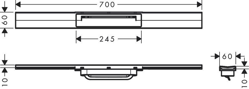 Решётка для трапа Hansgrohe RainDrain Flex 700 мм 56043800 (нержавеющая сталь) 491401 фото