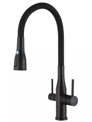 Смеситель для кухни Gappo G4399-66 с душем и подключением питьевой воды (чёрный матовый) 927265 фото