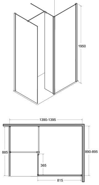 Душевая кабина Besco Walk in Indre 140x90 (IW-140-90-C) профиль хром/стекло прозрачное 371725 фото