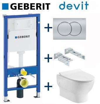 Комплект інсталяції Geberit Duofix 458.103.00.1+115.107.46.1 з унітазом Devit Fresh 3120121 з сидінням Slim soft close quickfix 724379 фото