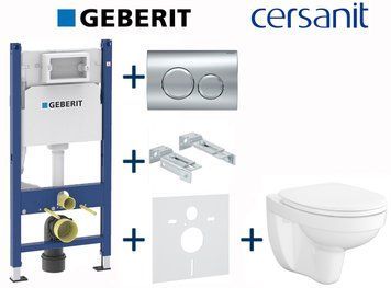 Комплект инсталляции Geberit Duofix 458.126.00.1+115.127.21.1 с унитазом Cersanit Cersania Simple On с сиденьем Soft Closing 696792 фото